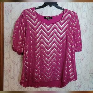 Louise Hot Pink Gold Metallic Chevron Ruffled 2X